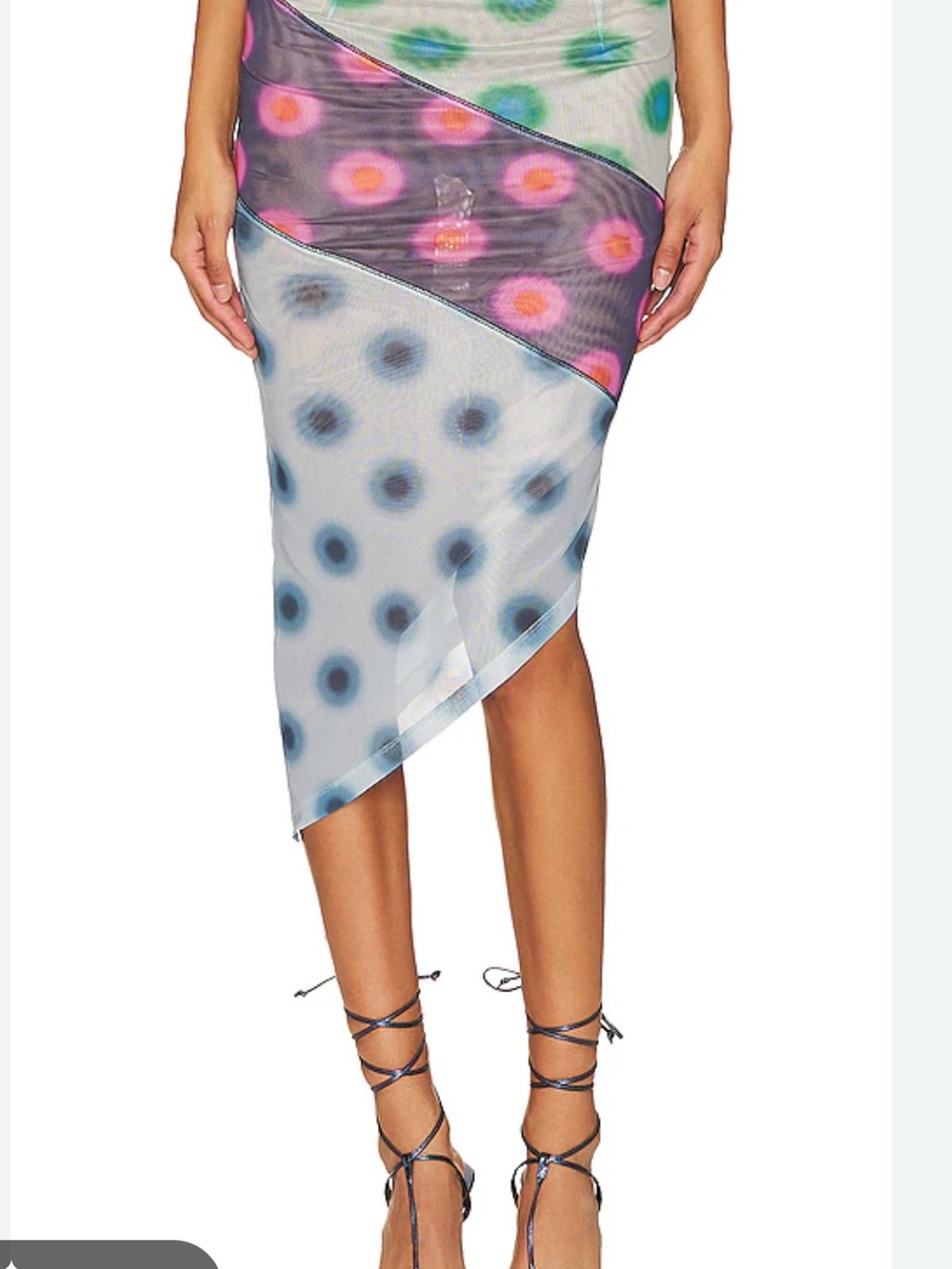 Asymmetrical Polka Dot Mesh Skirt in Multi-Color